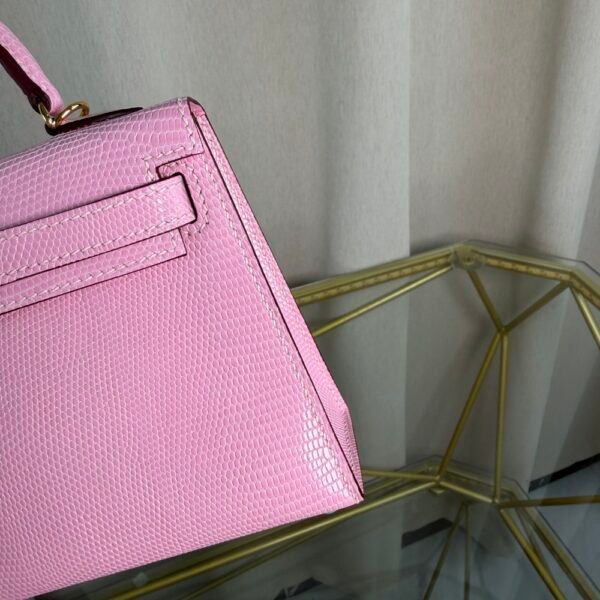 Mini Kelly II Sellier 20 Style Rose Sakura Lizard Gold Hardware handbag