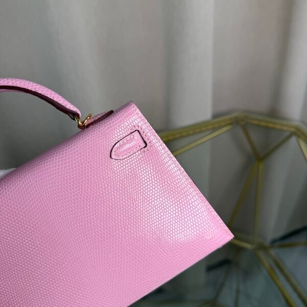 Mini Kelly II Sellier 20 Style Rose Sakura Lizard Gold Hardware handbag