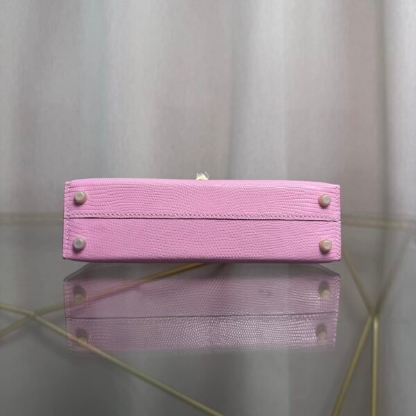 Mini Kelly II Sellier 20 Style Rose Sakura Lizard Gold Hardware handbag