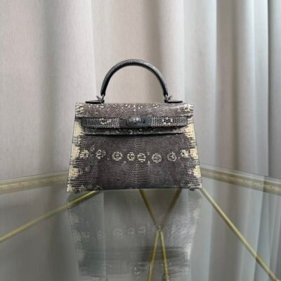 Mini Kelly II Sellier 20 Style Natural Ombre Lizard Palladium Hardware handbag