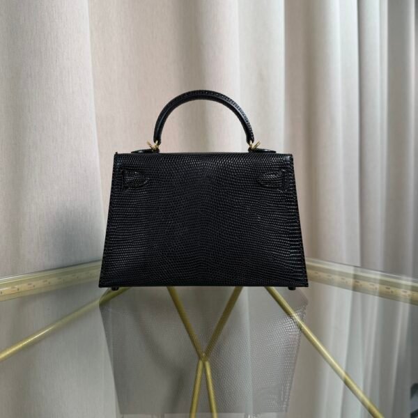 Mini Kelly II Sellier 20 Style Noir Black Lizard Gold Hardware