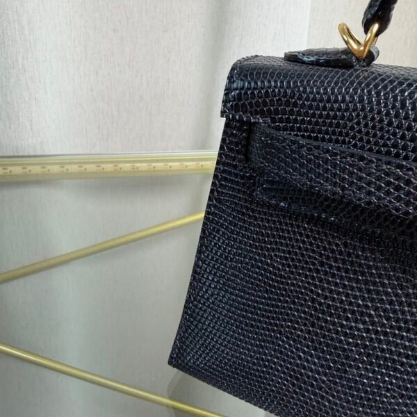 Mini Kelly II Sellier 20 Style Noir Black Lizard Gold Hardware