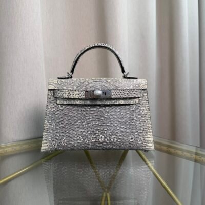 Mini Kelly II Sellier 20 Style Natural Ombré Lizard Palladium Hardware