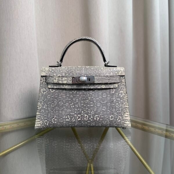 Mini Kelly II Sellier 20 Style Natural Ombré Lizard Palladium Hardware