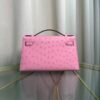 Kelly Pochette Style Rose Sakura Ostrich Gold Hardware