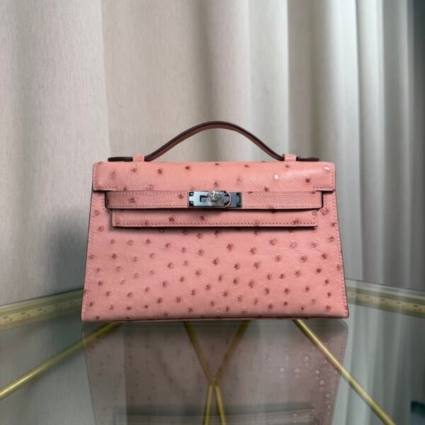 Kelly Pochette Style Terre Cuite Ostrich Palladium Hardware