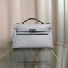Kelly Pochette Style Bleu Glacier Ostrich Palladium Hardware