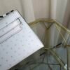 Kelly Pochette Style Bleu Glacier Ostrich Palladium Hardware