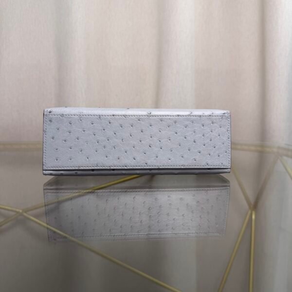Kelly Pochette Style Bleu Glacier Ostrich Palladium Hardware