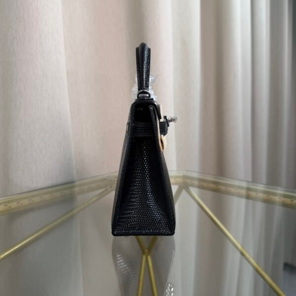 Kelly Sellier 20 Style Black Shiny Lizard Palladium Hardware
