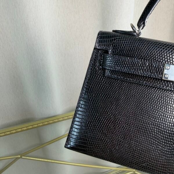 Kelly Sellier 20 Style Black Shiny Lizard Palladium Hardware