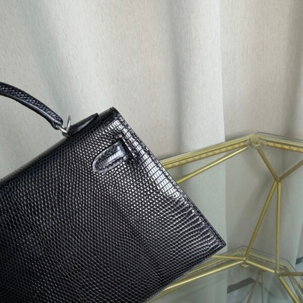Kelly Sellier 20 Style Black Shiny Lizard Palladium Hardware
