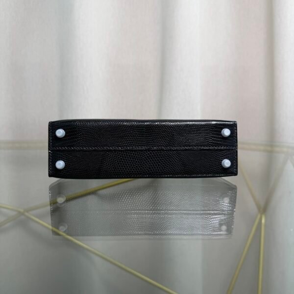 Kelly Sellier 20 Style Black Shiny Lizard Palladium Hardware