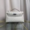 Kelly Pochette Style Gris Perle Ostrich Palladium Hardware Kelly Pochette Style Gris Perle Ostrich Palladium Hardware