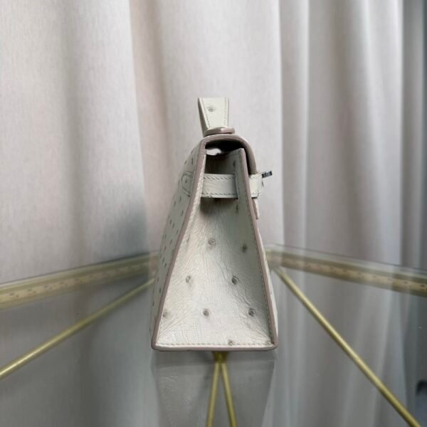 Kelly Pochette Style Gris Perle Ostrich Palladium Hardware Kelly Pochette Style Gris Perle Ostrich Palladium Hardware