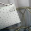 Kelly Pochette Style Gris Perle Ostrich Palladium Hardware Kelly Pochette Style Gris Perle Ostrich Palladium Hardware