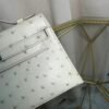 Kelly Pochette Style Gris Perle Ostrich Palladium Hardware Kelly Pochette Style Gris Perle Ostrich Palladium Hardware
