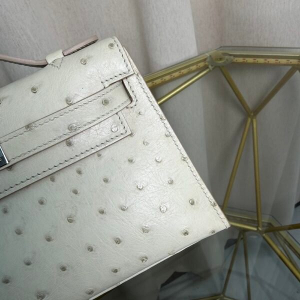 Kelly Pochette Style Gris Perle Ostrich Palladium Hardware Kelly Pochette Style Gris Perle Ostrich Palladium Hardware