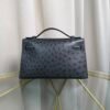 Kelly Pochette Style Graphite Ostrich Palladium Hardware