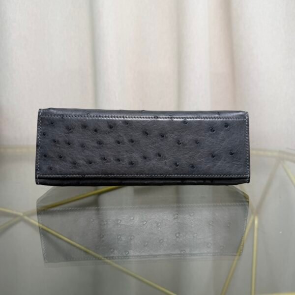 Kelly Pochette Style Graphite Ostrich Palladium Hardware