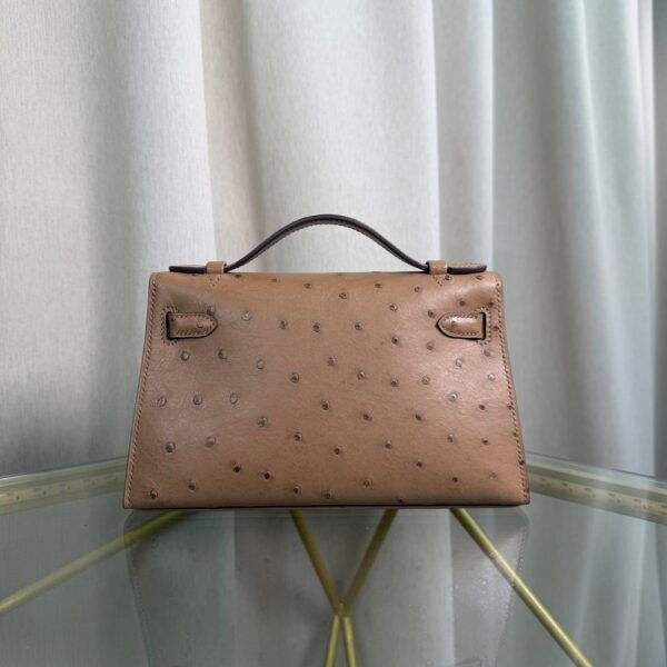 Kelly Pochette Style Chai Ostrich Gold Hardware