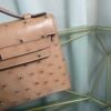 Kelly Pochette Style Chai Ostrich Gold Hardware