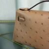 Kelly Pochette Style Chai Ostrich Gold Hardware