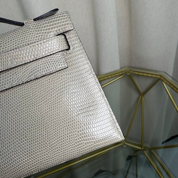 Kelly Pochette Style Gris Foncé Shiny Lizard Palladium Hardware