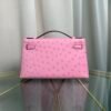 Kelly Pochette Style Rose Sakura Ostrich Palladium Hardware