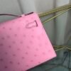 Kelly Pochette Style Rose Sakura Ostrich Palladium Hardware