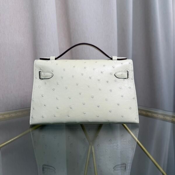 Kelly Pochette Style Nata Ostrich Palladium Hardware