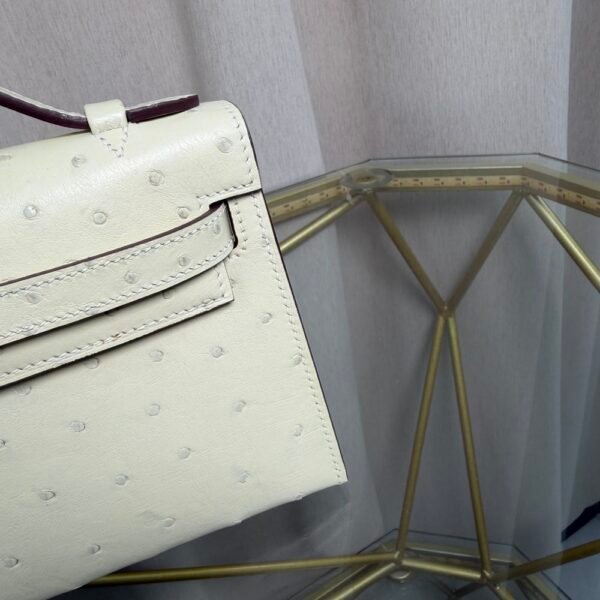 Kelly Pochette Style Nata Ostrich Palladium Hardware