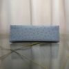Kelly Pochette Style Bleu Lin Ostrich Palladium Hardware