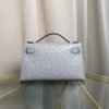 Kelly Pochette Style Bleu Glacier Ostrich Palladium Hardware