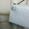 Kelly Pochette Style Bleu Glacier Ostrich Palladium Hardware