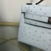 Kelly Pochette Style Bleu Glacier Ostrich Palladium Hardware