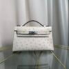 Kelly Pochette Style Gris Perle Ostrich Palladium Hardware