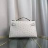 Kelly Pochette Style Gris Perle Ostrich Palladium Hardware