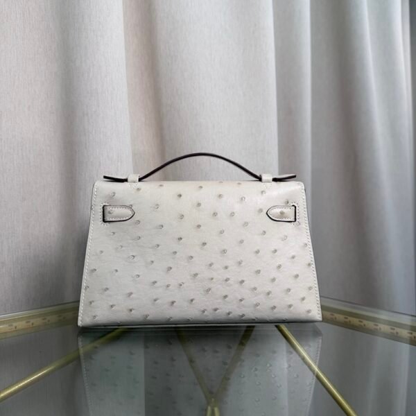 Kelly Pochette Style Gris Perle Ostrich Palladium Hardware