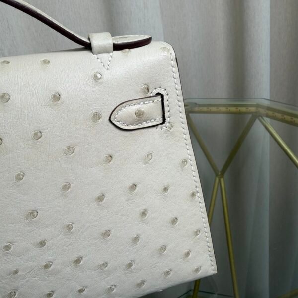 Kelly Pochette Style Gris Perle Ostrich Palladium Hardware