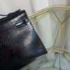 Kelly Pochette Style Black Shiny Lizard Gold Hardware