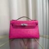 Kelly Pochette Style Rose Shocking Ostrich Palladium Hardware Kelly Pochette Style Rose Shocking Ostrich Palladium Hardware