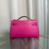 Kelly Pochette Style Rose Shocking Ostrich Palladium Hardware Kelly Pochette Style Rose Shocking Ostrich Palladium Hardware