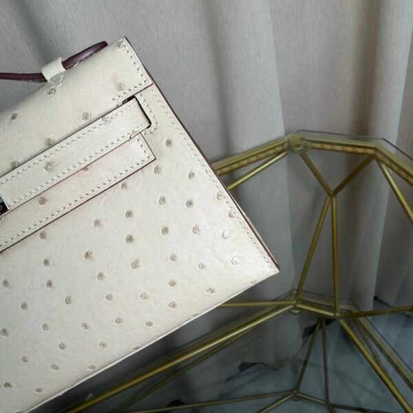 Kelly Pochette Style Gris Perle Ostrich Palladium Hardware