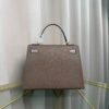 Kelly Sellier 25 Etoupe Madame and Shiny Gris Galaxie Niloticus Crocodile Touch Gold Hardware