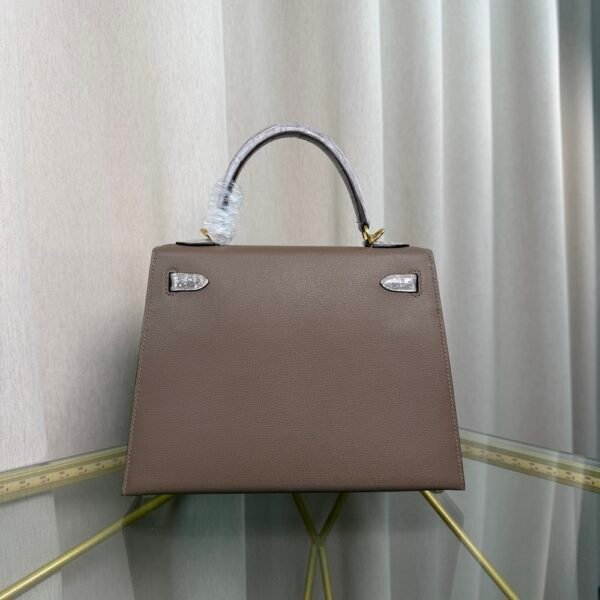 Kelly Sellier 25 Etoupe Madame and Shiny Gris Galaxie Niloticus Crocodile Touch Gold Hardware