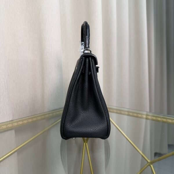 Kelly Retourne 25 Style Black Togo and Shiny Alligator Touch Palladium Hardware