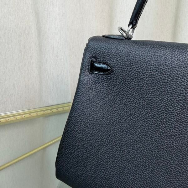 Kelly Retourne 25 Style Black Togo and Shiny Alligator Touch Palladium Hardware