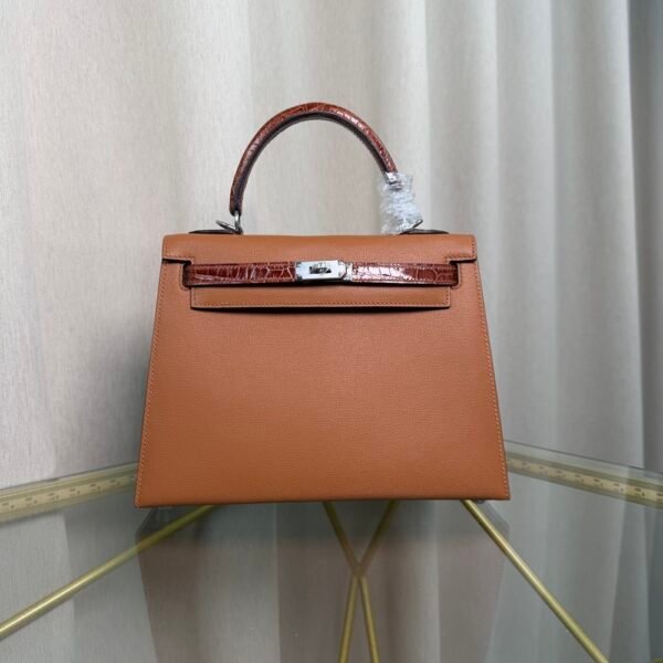 Kelly Sellier 25 Gold Madame and Miel Shiny Niloticus Crocodile Touch Palladium Hardware