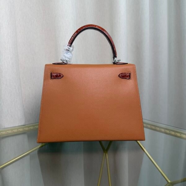 Kelly Sellier 25 Gold Madame and Miel Shiny Niloticus Crocodile Touch Palladium Hardware